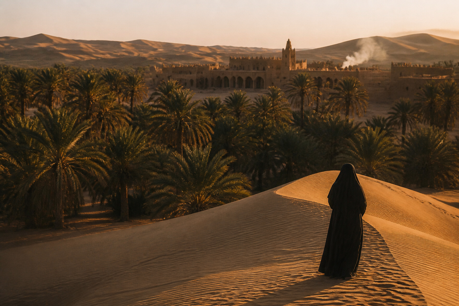 Arabian desert dunes at golden hour